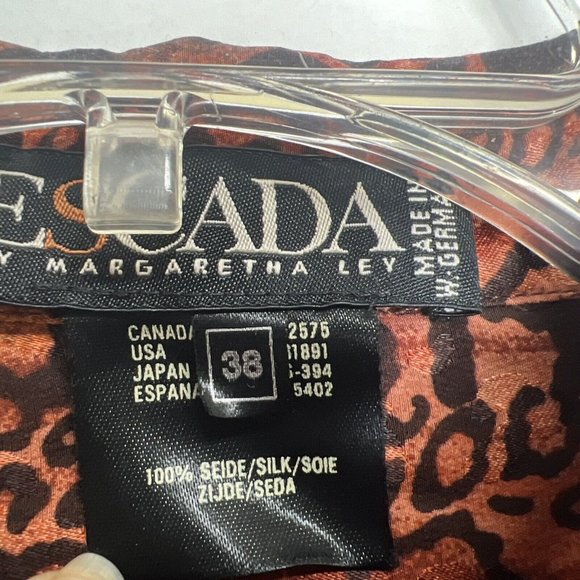 Escada by Margaretha Ley 100% Silk Blouse Shirt Cheetah Y2K Collared  IT 38 US 6 - Picture 6 of 10